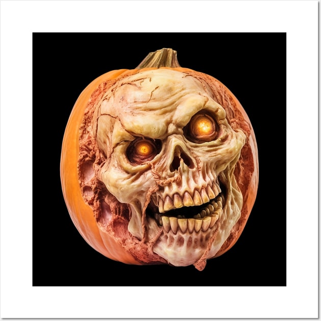 Zombie Jack O' Lantern Design Funny Halloween Wall Art by everetto